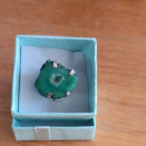 Geode Agate Ring with Sterling Silver Size 6 New